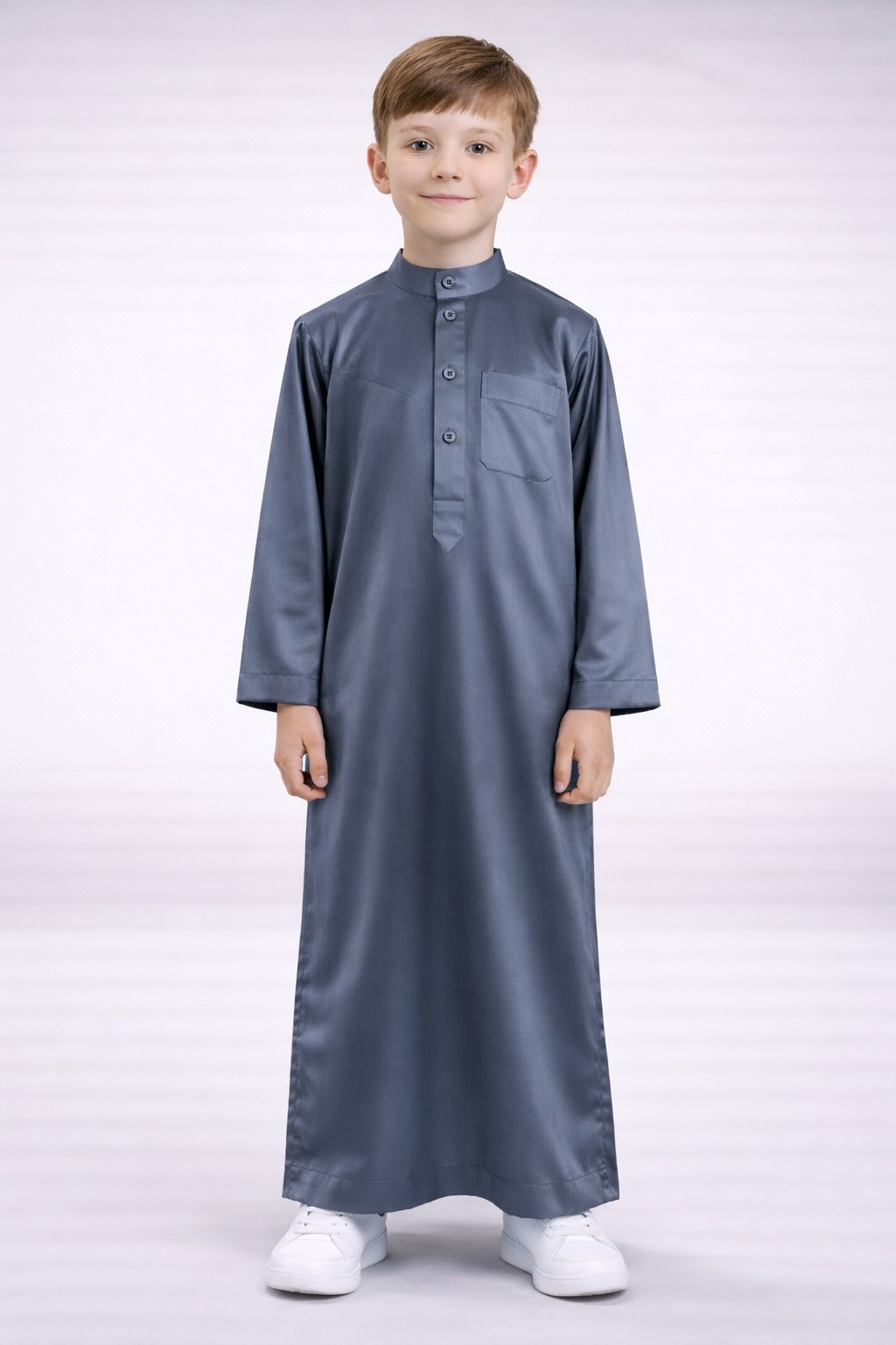 Qamis Enfant saoudien satiné - Gris foncé