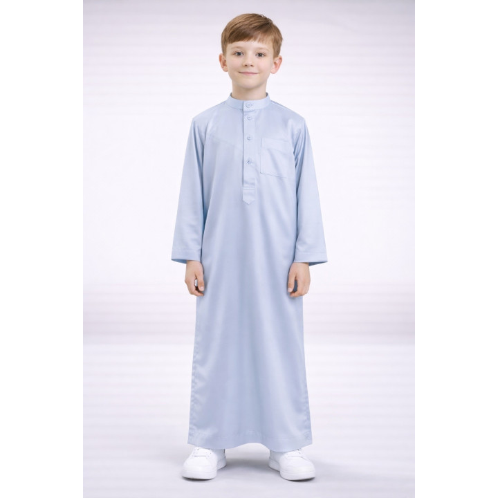 Qamis Enfant saoudien satiné - Gris clair