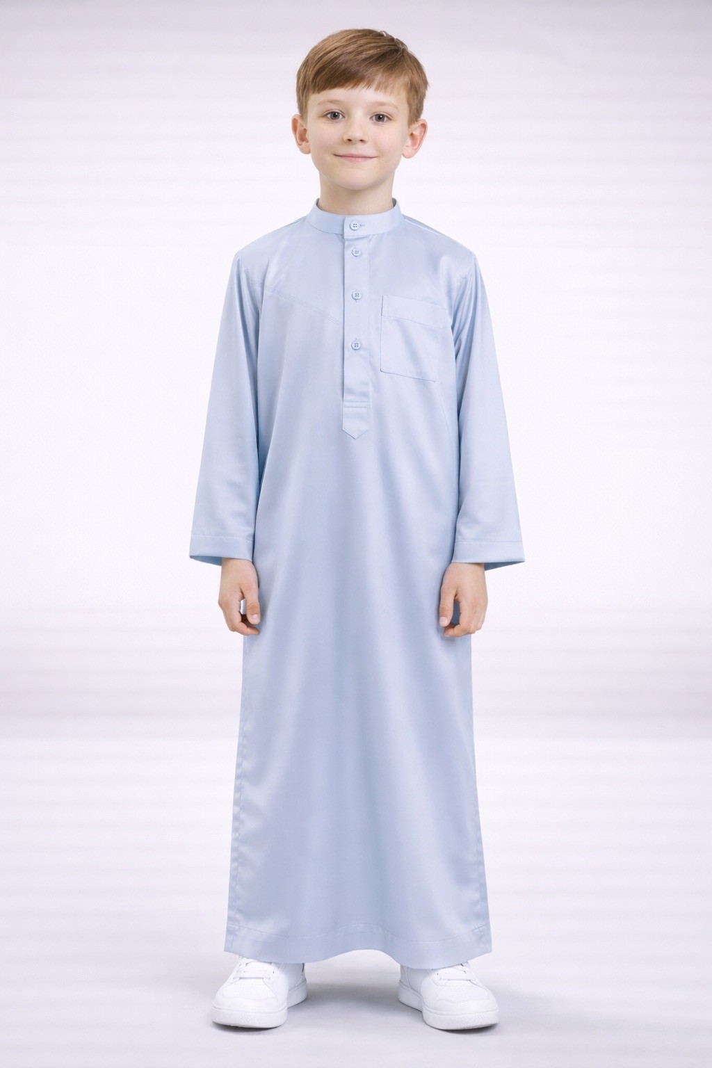 Qamis Enfant saoudien satiné - Gris clair