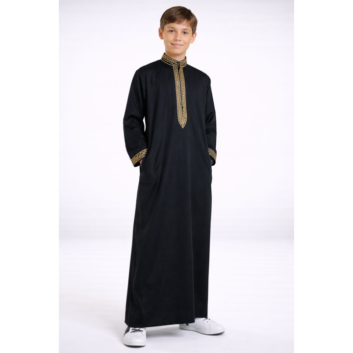 Qamis Sultan enfant - Noir et doré