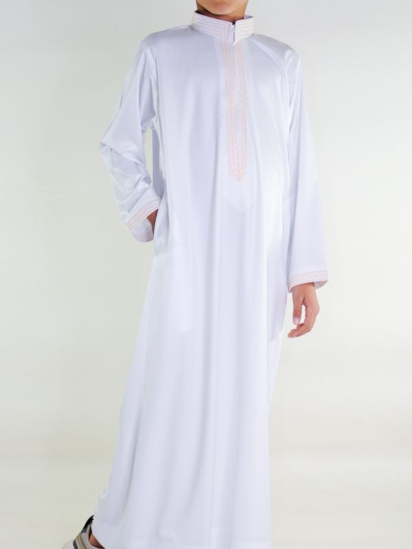 Qamis Sultan enfant - Blanc et doré