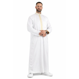 Qamis sultan avec broderie - Blanc / Doré