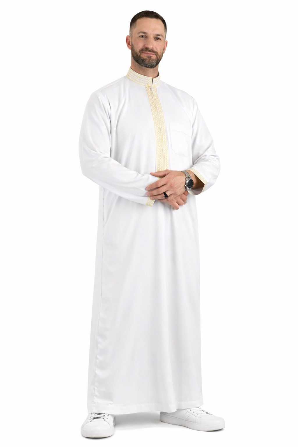 Qamis sultan avec broderie - Blanc / Doré