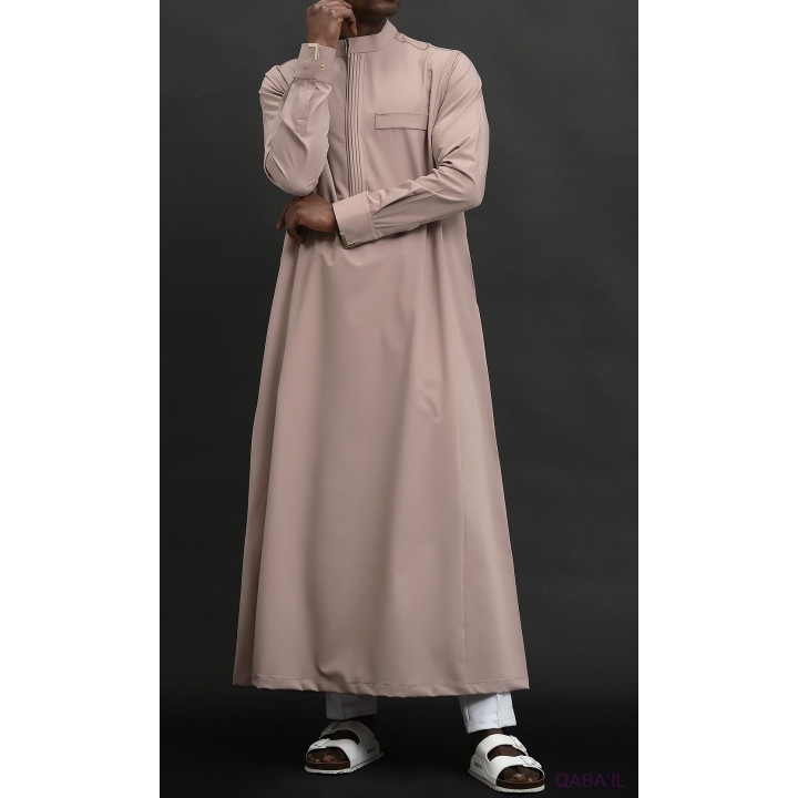 Qamis Long Eminence - Noir broderie Doré - Qabail