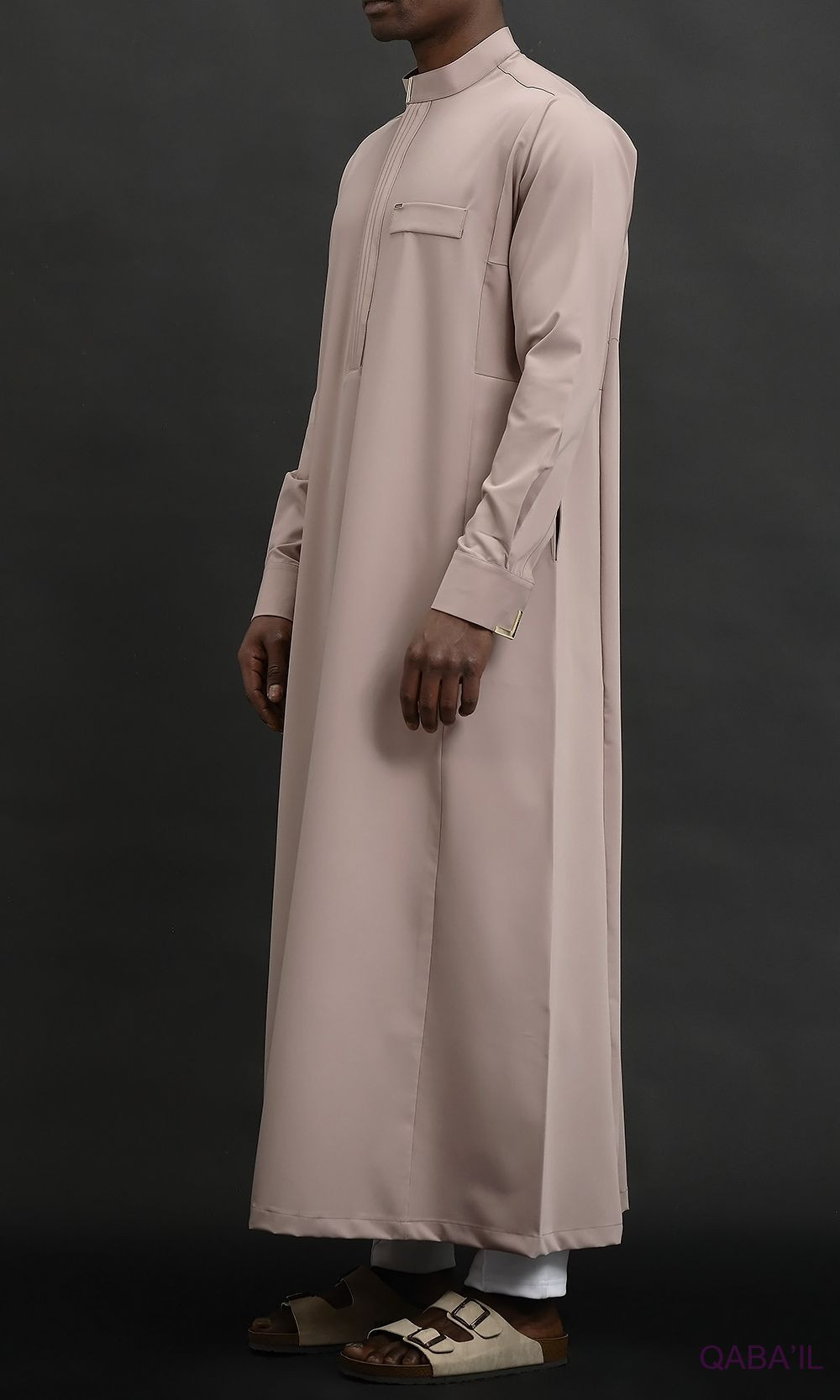 Qamis Long Eminence - Noir broderie Doré - Qabail