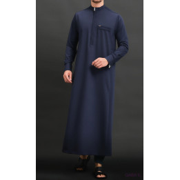 Qamis Long Eminence - Noir broderie Doré - Qabail