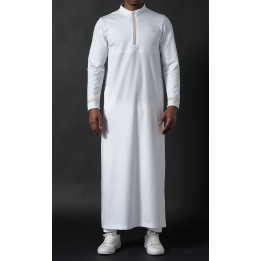 Qamis Long Eminence - Noir broderie Doré - Qabail