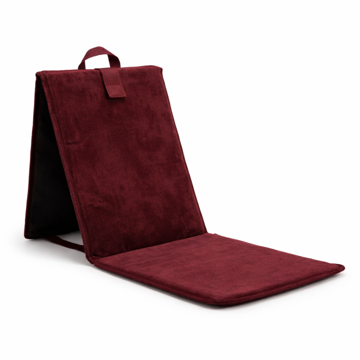 Tapis de prière pliable épais bordeaux avec dossier