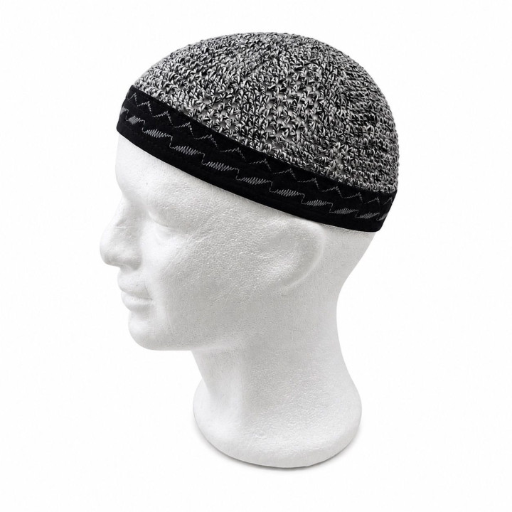 Chéchia luxe Egypt gris bande noire