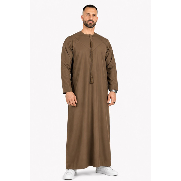 Qamis Emirati marron clair - Coton