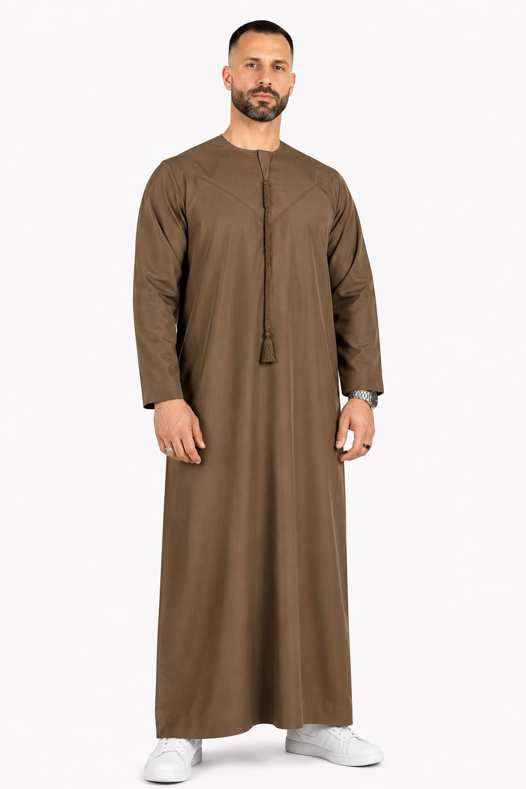 Qamis Emirati marron clair - Coton