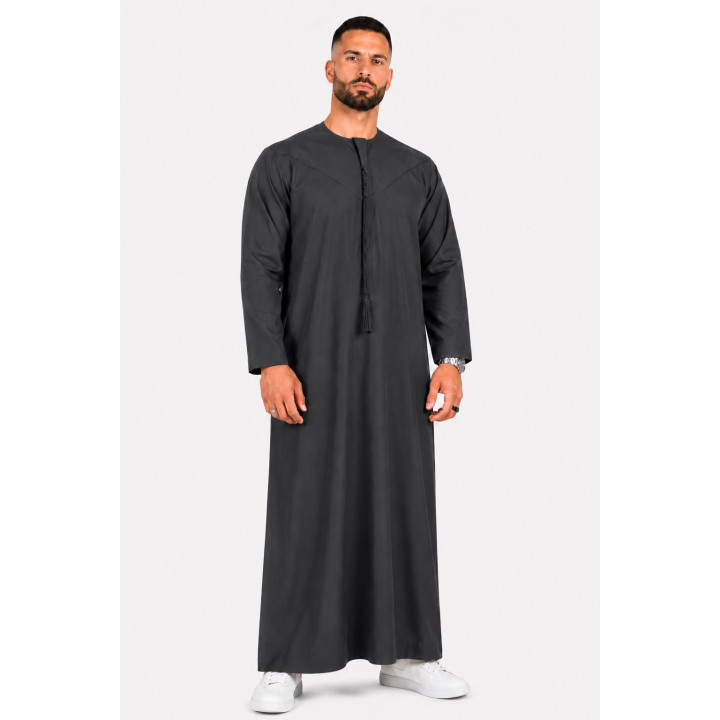 Qamis Emirati gris anthracite foncé - Coton