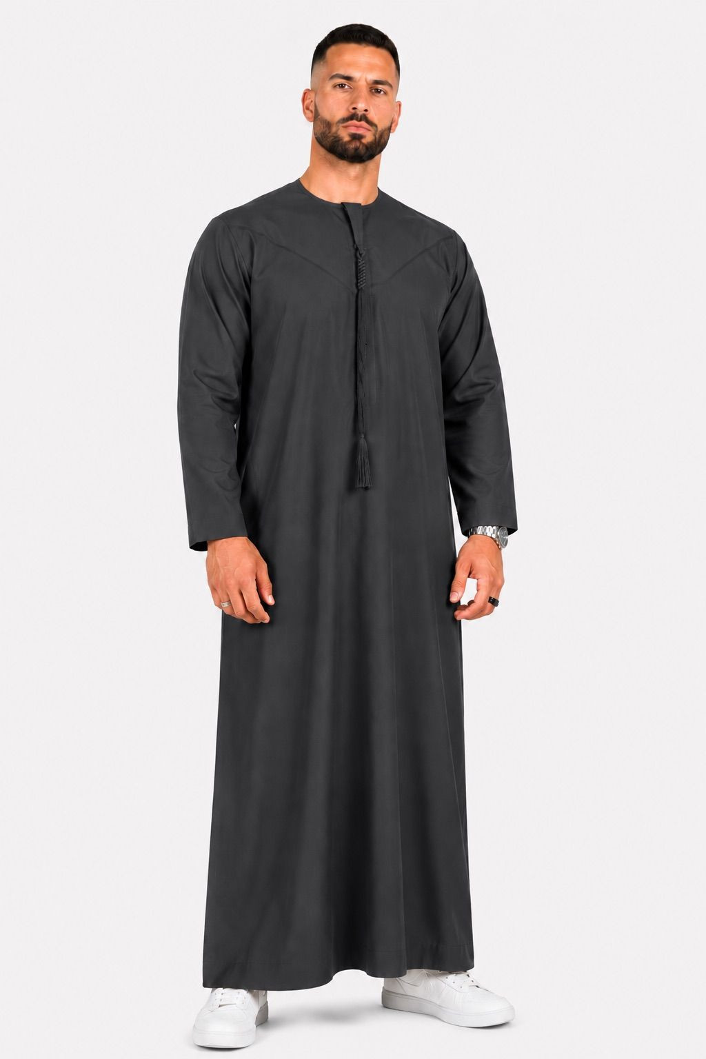 Qamis Emirati gris anthracite foncé - Coton