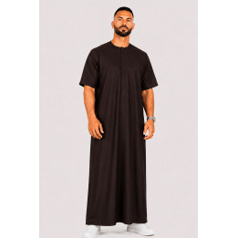 Qamis emirati coton manches courtes marron foncé