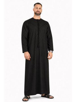 Qamis Emirati Noir - Coton