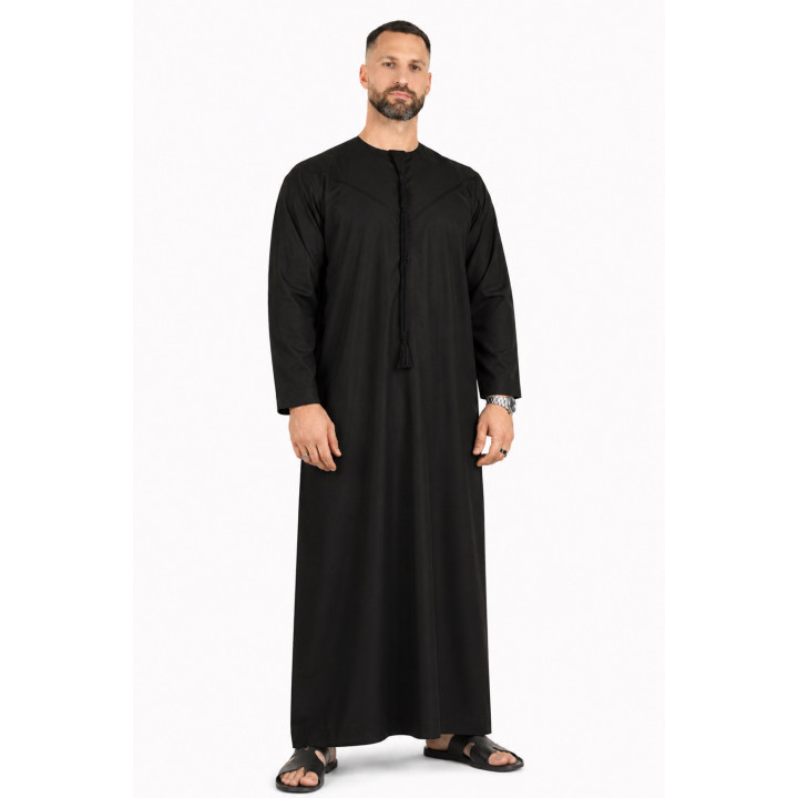 Qamis Emirati Noir - Coton
