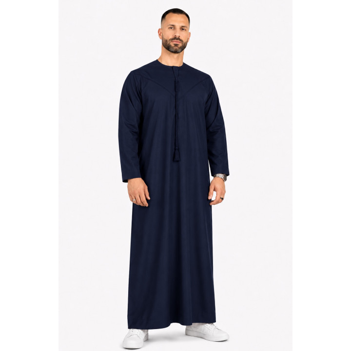 Qamis Emirati Bleu Marine - Coton