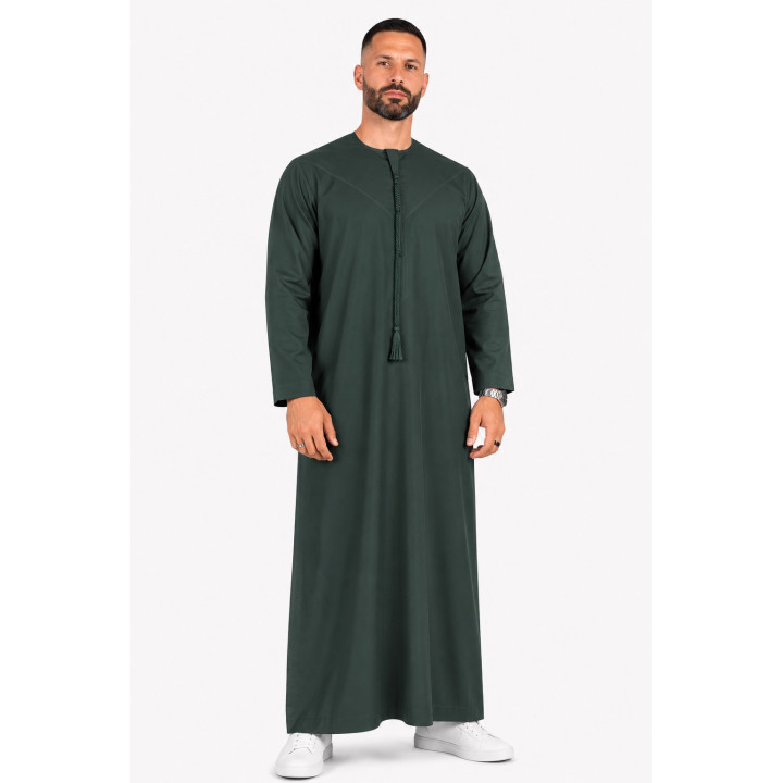 Qamis Emirati Vert Bouteille - Coton