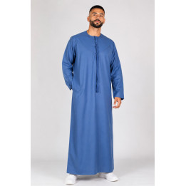 Qamis Emirati bleu jean - Coton