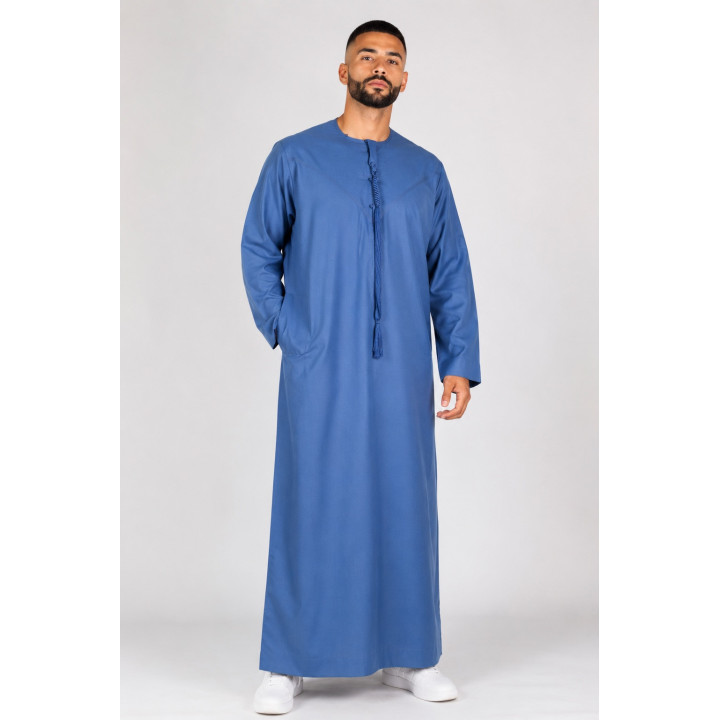 Qamis Emirati bleu jean - Coton