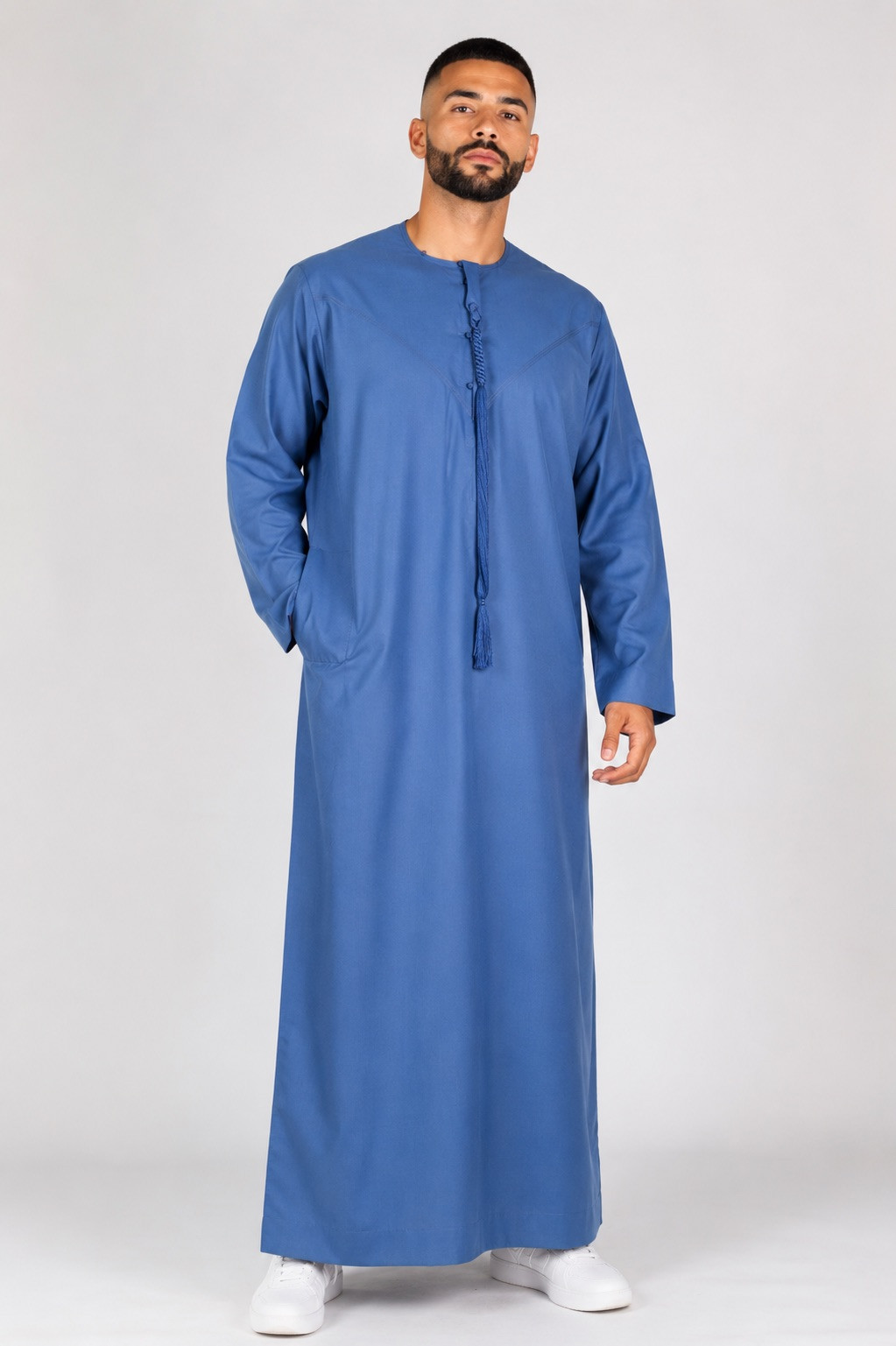 Qamis Emirati bleu jean - Coton
