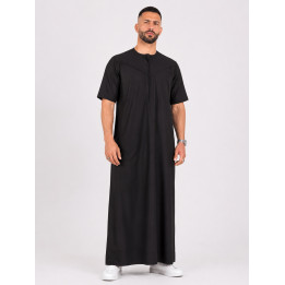 Qamis emirati coton manches courtes Noir