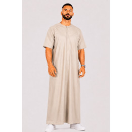 Qamis emirati coton manches courtes beige