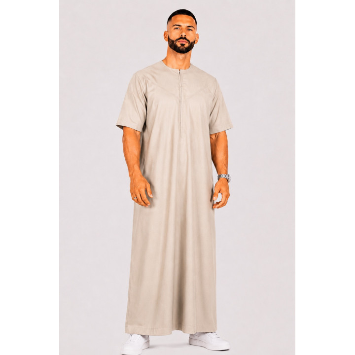 Qamis emirati coton manches courtes beige
