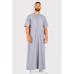 Qamis emirati coton manches courtes gris clair