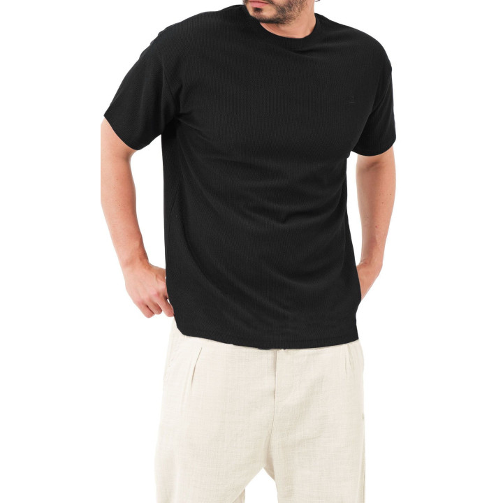 T-shirt oversized Waffle QTT3001 noir - Qabail