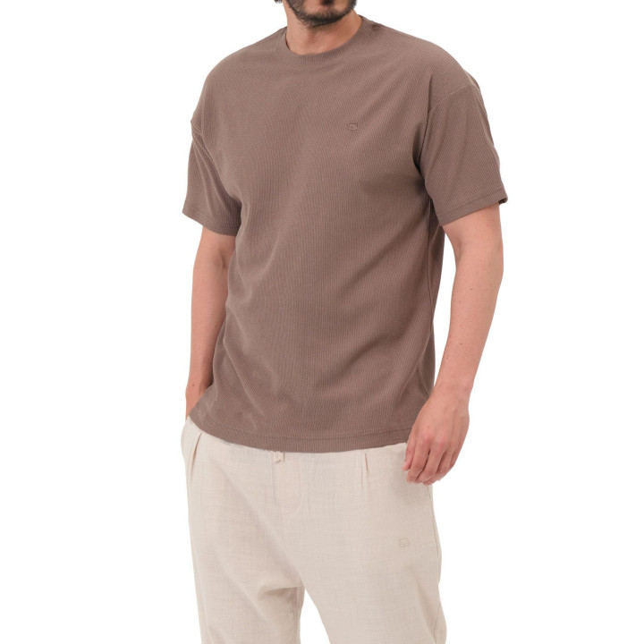 T-shirt oversized Waffle QTT3001 taupe - Qabail