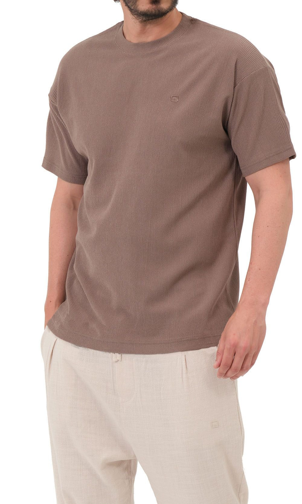 T-shirt oversized Waffle QTT3001 taupe - Qabail