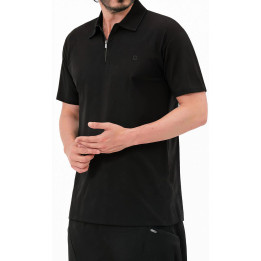 Polo zip oversized QTT3002 noir - Qabail
