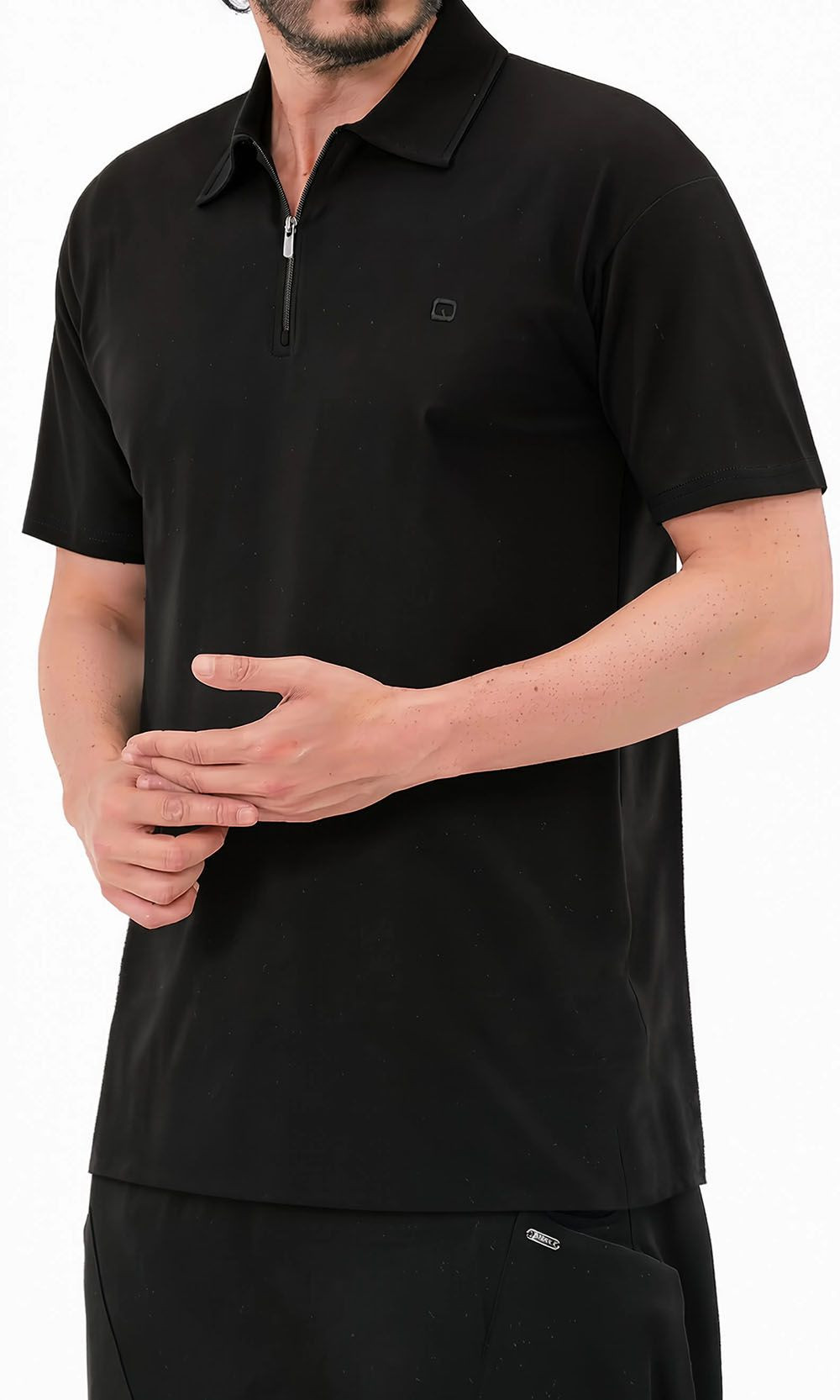 Polo zip oversized QTT3002 noir - Qabail