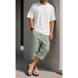 Pantacourt coton stretch QVS010 - kaki - Qabail