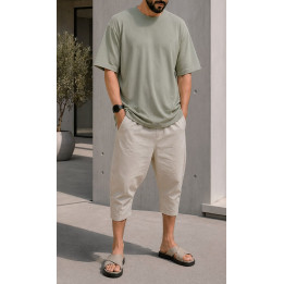 Pantacourt coton stretch QVS010 - beige - Qabail