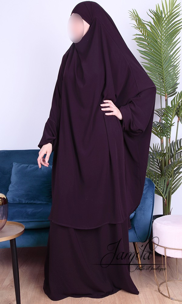 Jilbab 2 pièces jupe Prune 294 - microfibre - Jamila