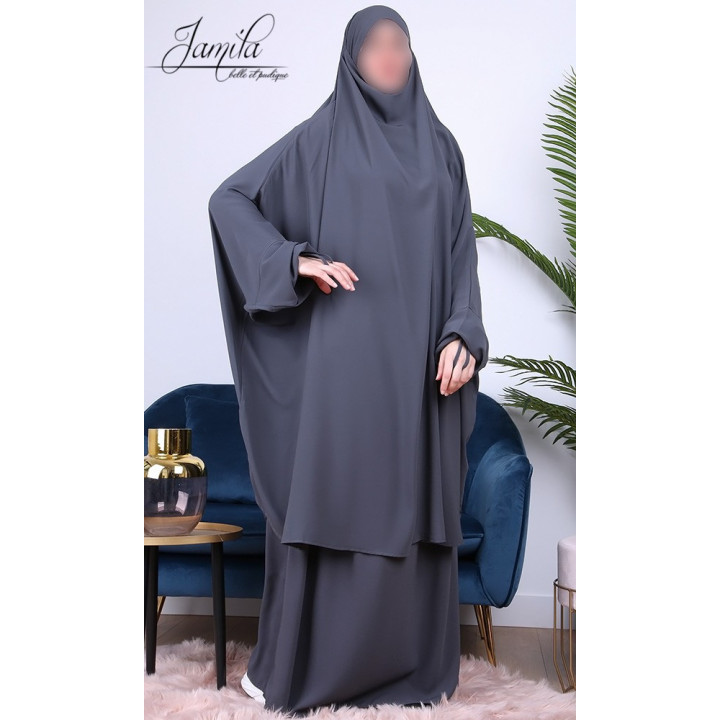 Jilbab 2 pièces jupe Anthracite 2637 - microfibre - Jamila