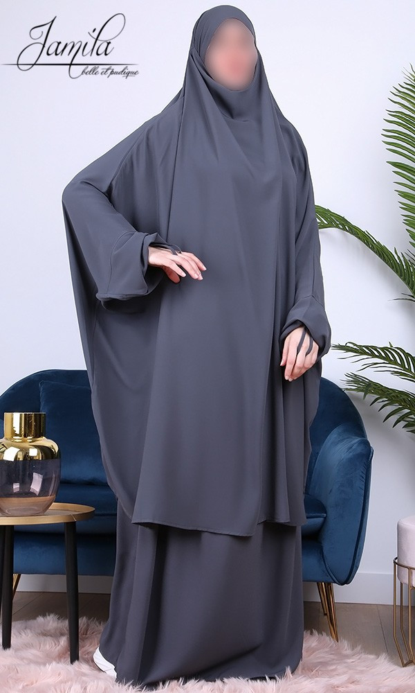 Jilbab 2 pièces jupe Anthracite 2637 - microfibre - Jamila
