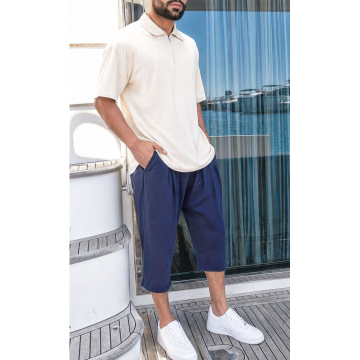 Pantacourt classik tencel QTS1010 - bleu nuit - Qabail