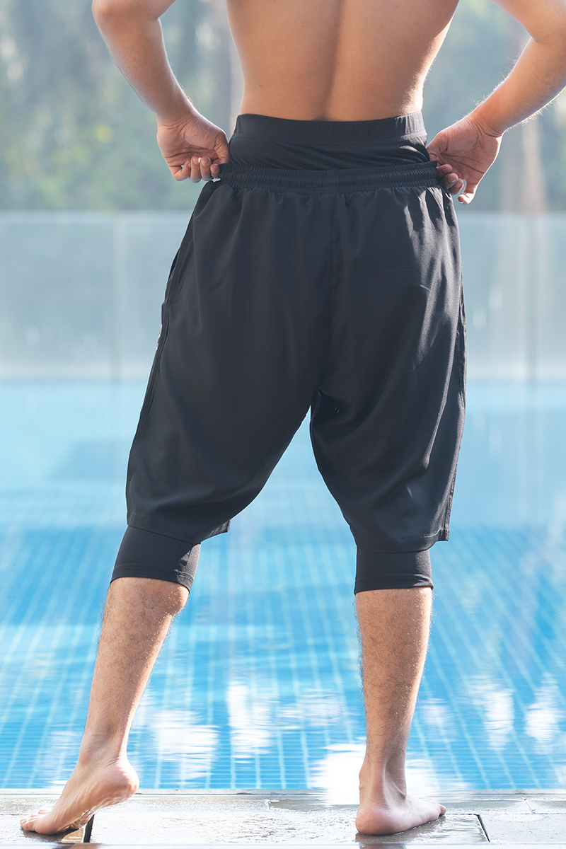 Sarouel de bain long - noir  - Wassat