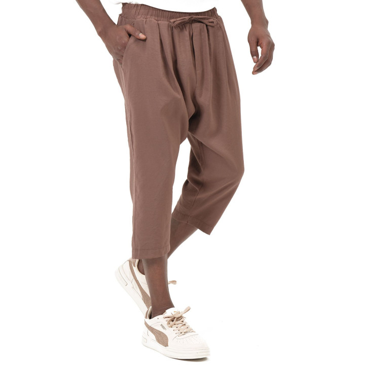 Pantacourt classik tencel QTS1010 - marron - Qabail