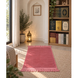Tapis de Prière Velours Luxe couleur unie - Rose Pâle