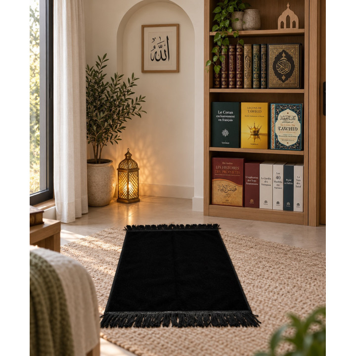Tapis de Prière Velours Luxe couleur unie - Noir
