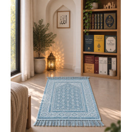 Tapis De Prière - Satin Brillant - Motif FLEUR - Couleur Rose pastel