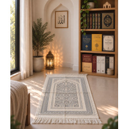 Tapis De Prière - Satin Brillant - Motif FLEUR - Couleur Rose pastel