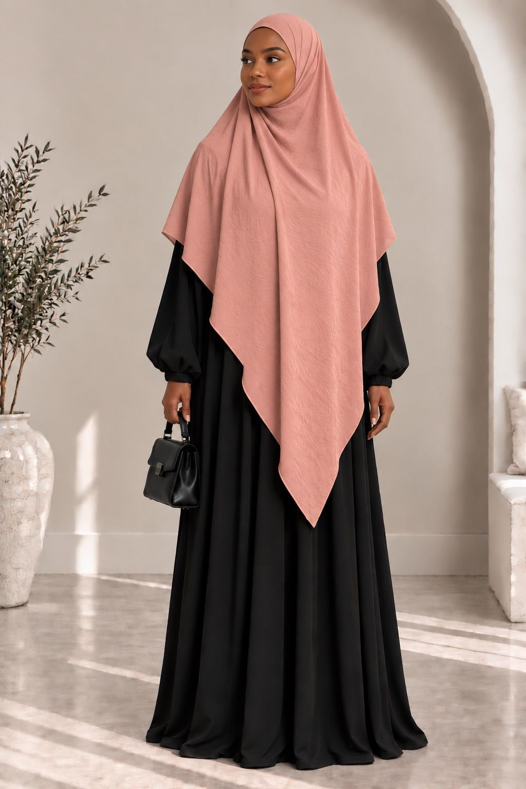 Khimar en jazz 334 - rose saumon