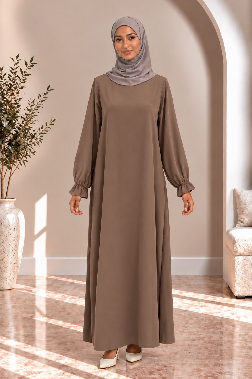 Abaya simple 390 - marron clair