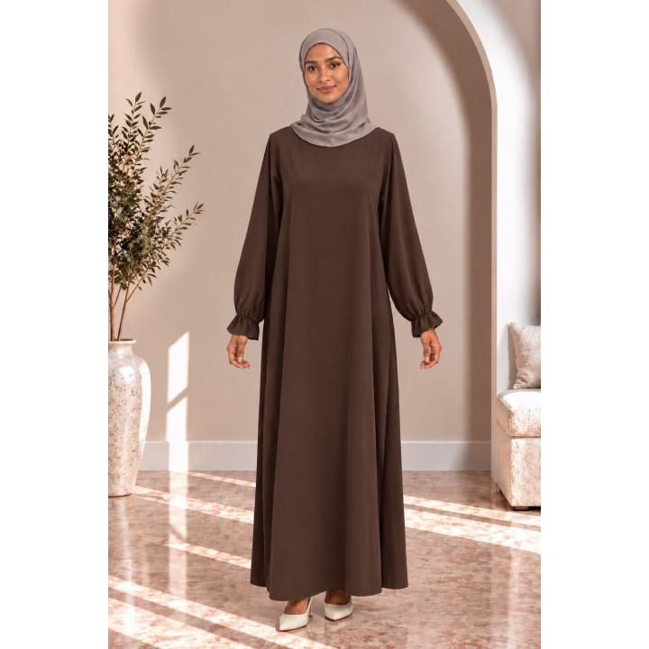 Abaya simple 390 - marron foncé