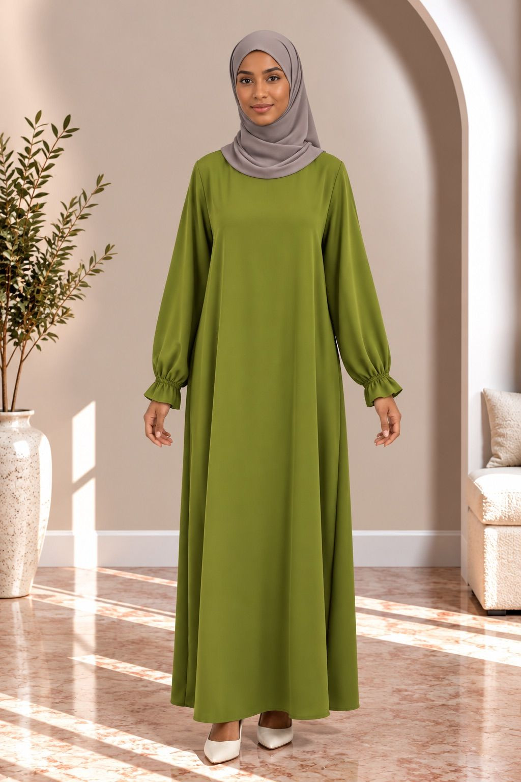 Abaya simple 390 - vert olive